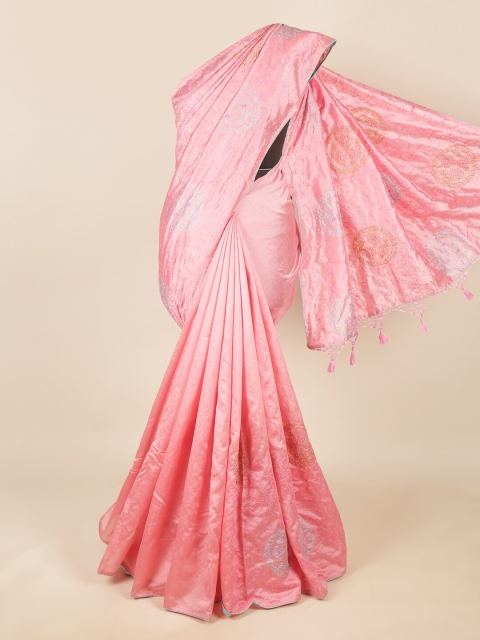 

Pothys Pink Ethnic Motifs Embroidered Art Silk Saree