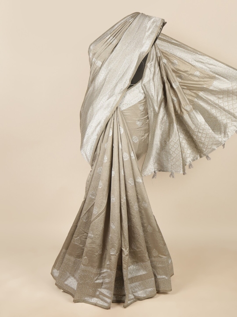 

Pothys Grey & Silver-Coloured Ethnic Motifs Zari Art Silk Saree