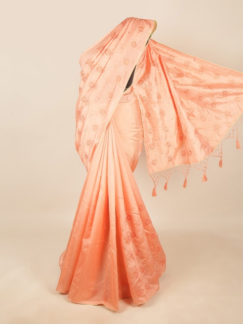 

Pothys Peach-Coloured Floral Art Silk Saree
