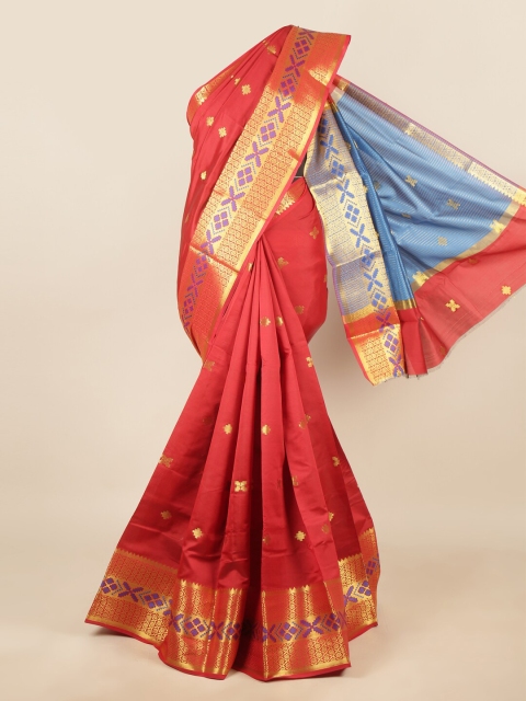 

Pothys Red & Gold-Toned Woven Design Zari Saree