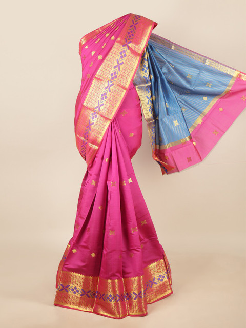 

Pothys Pink & Blue Woven Design Zari Saree