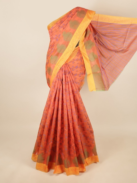 

Pothys Peach-Coloured & Green Woven Design Saree
