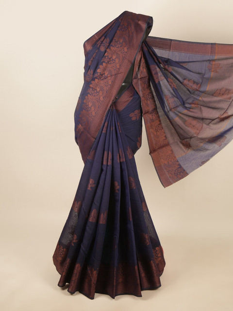 

Pothys Blue & Brown Ethnic Motifs Saree