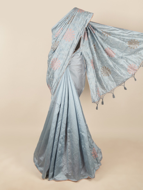 

Pothys Blue & Peach-Coloured Floral Art Silk Saree