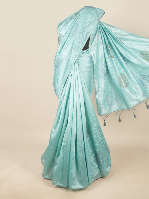 

Pothys Blue Floral Art Silk Saree