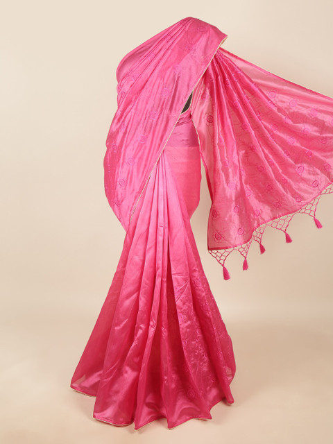 

Pothys Pink Floral Art Silk Saree