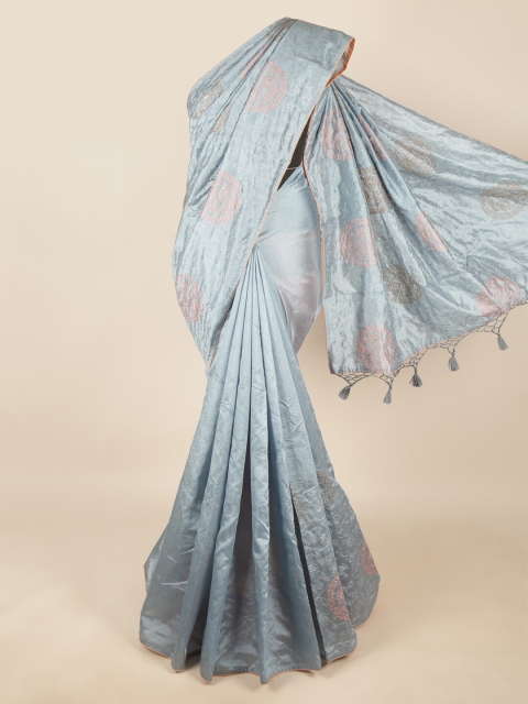 

Pothys Blue & Peach-Coloured Floral Art Silk Saree