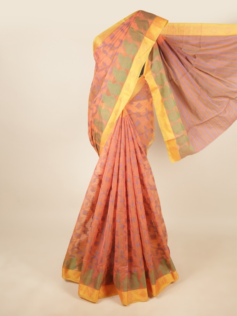 

Pothys Peach-Coloured & Yellow Woven Design Saree