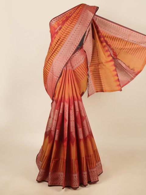 

Pothys Rust & Orange Striped Saree