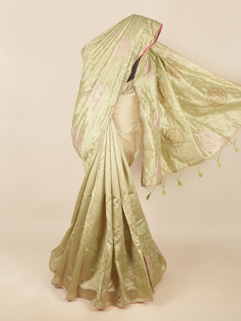 

Pothys Green & Pink Floral Art Silk Saree