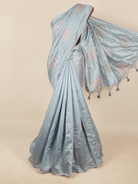 

Pothys Blue & Peach-Coloured Floral Art Silk Saree