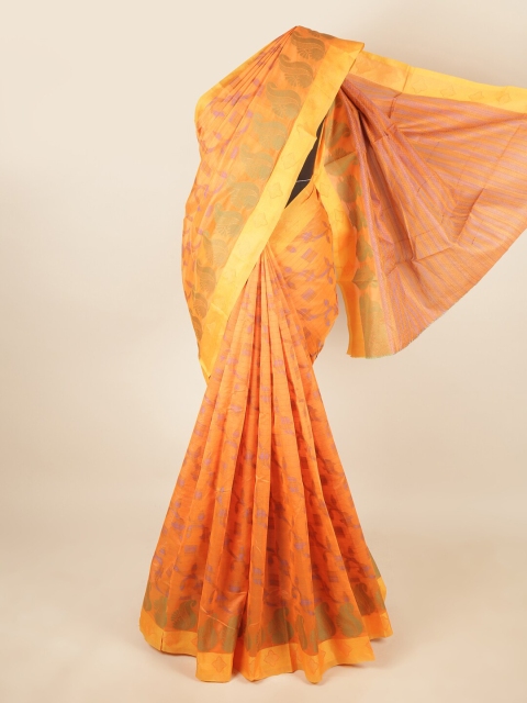 

Pothys Orange & Pink Paisley Saree