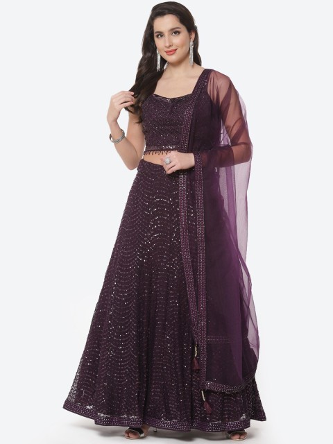 

Meena Bazaar Purple Embroidered Ready to Wear Lehenga & Blouse With Dupatta