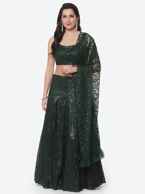 

Meena Bazaar Green Embellished Ready to Wear Lehenga & Blouse With Dupatta