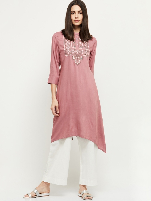 

max Women Purple Ethnic Motifs Embroidered Thread Work Kurta