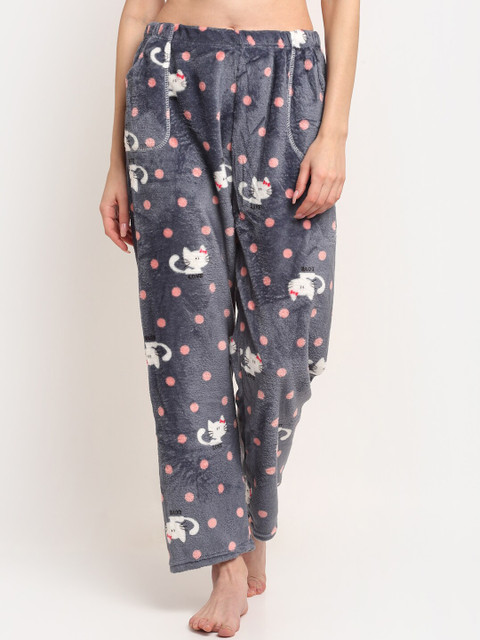 

TAG 7 Women Grey & White Printed Fur Lounge Pants