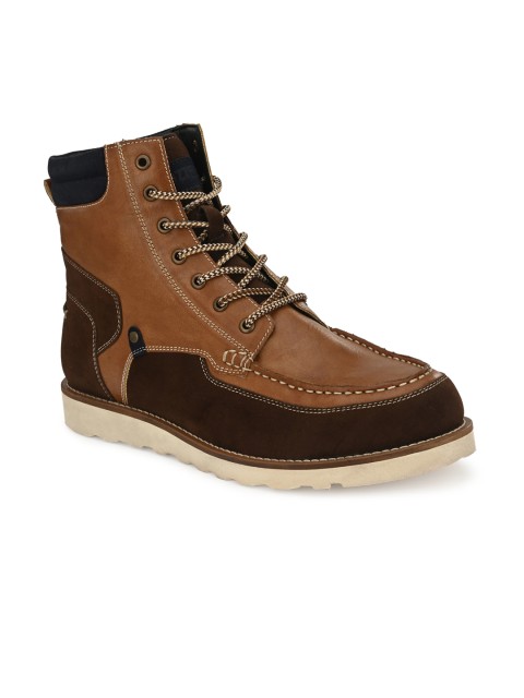 

MUZZATI Men Brown Colourblocked Flat Boots