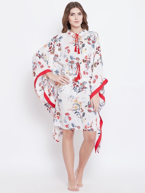 

The Kaftan Company White & Red Printed Nightdress