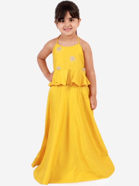 

Lil Peacock Girls Yellow Embellished Sequinned Ready to Wear Lehenga Choli