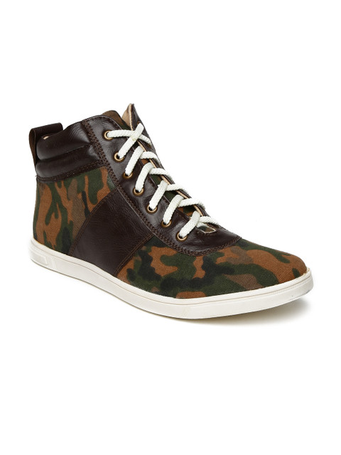 

Knotty Derby Men Brown Printed Mid-Top Sneakers