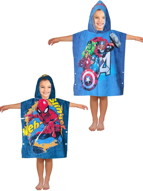 

Marvel Kids Set Of 2 Blue & Red Spiderman & Marvel 350 GSM Hooded Bath Towels