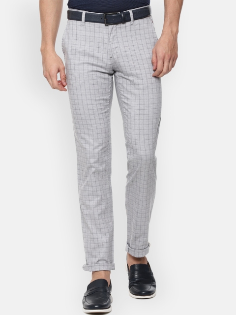

Louis Philippe Sport Men Grey Checked Slim Fit Chinos Trousers