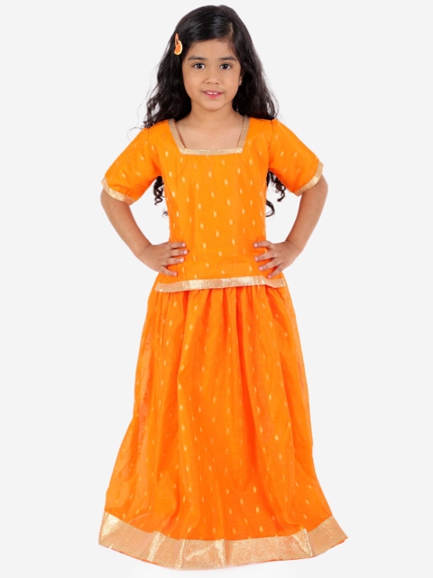 

KID1 Girls Orange & Gold-Toned Ready to Wear Lehenga Set