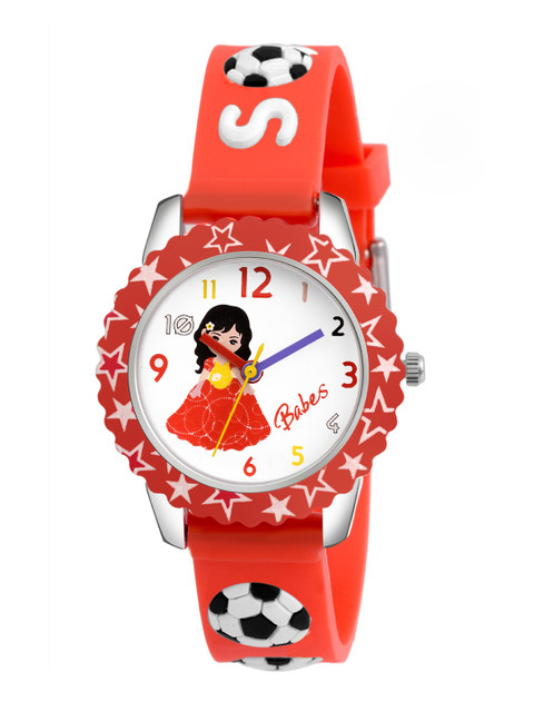 

Kool Kidz Unisex Kids Multicoloured Brass Printed Dial & Red Straps Analogue Watch