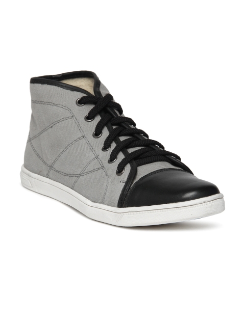 

Knotty Derby Men Grey & Black Colourblocked Flint High-Top Sneakers