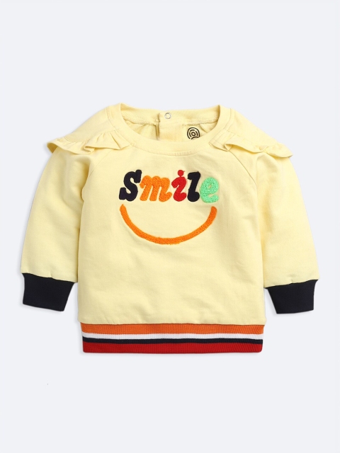 

TAMBOURINE Girls Yellow Embroidered Sweatshirt