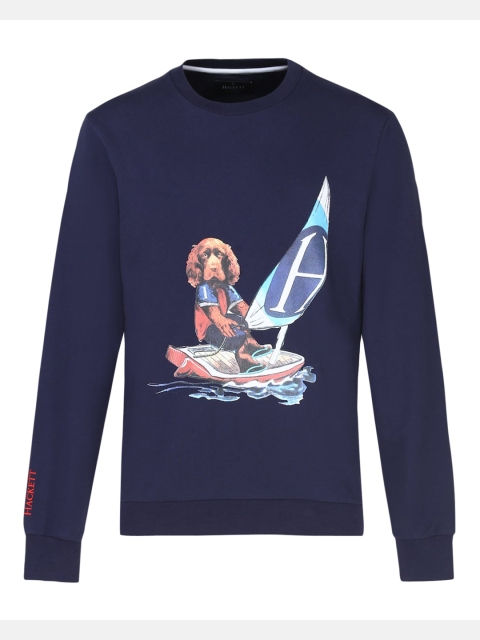 

HACKETT LONDON Boys Navy Blue Printed Cotton Sweatshirt