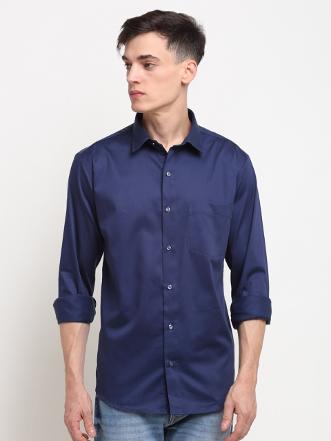 

La Mode Men Navy Blue Slim Fit Party Shirt