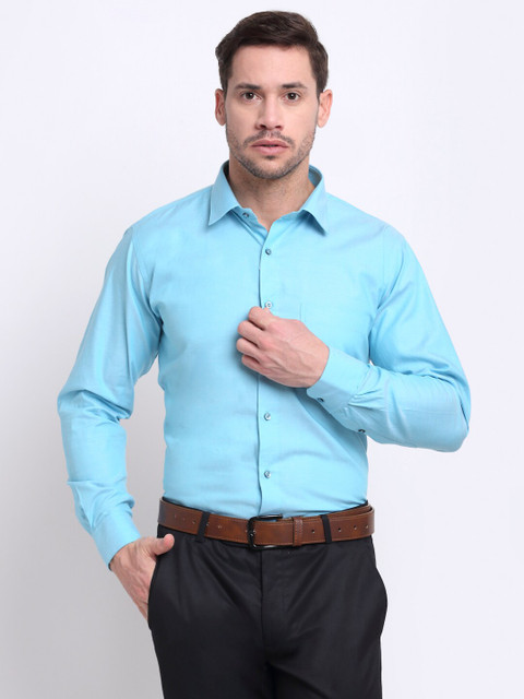 

La Mode Men Turquoise Blue Slim Fit Formal Shirt