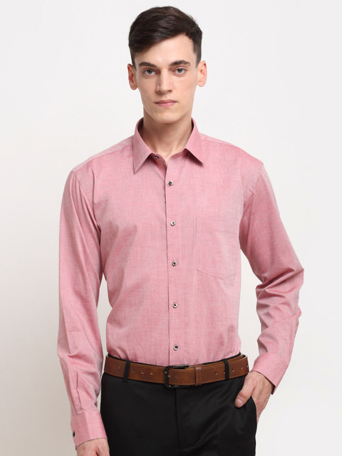 

La Mode Men Pink Slim Fit Windowpane Checks Formal Shirt