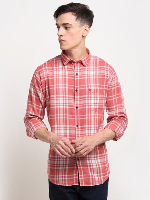

La Mode Men Pink Slim Fit Tartan Checks Checked Casual Shirt