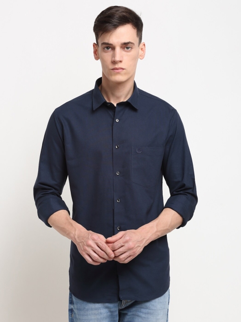 

La Mode Men Navy Blue Slim Fit Casual Shirt