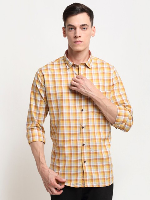 

La Mode Men Yellow Slim Fit Tartan Checks Checked Casual Shirt