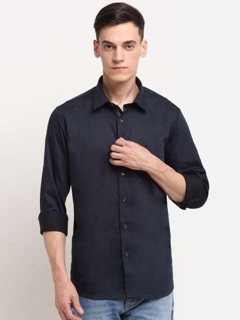 

La Mode Men Navy Blue Slim Fit Party Shirt
