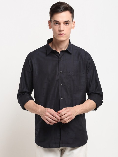 

La Mode Men Black Slim Fit Checked Party Shirt