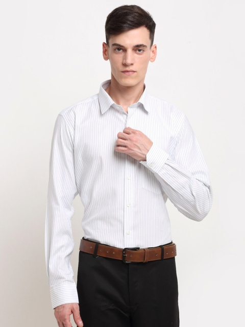 

La Mode Men White Slim Fit Striped Formal Shirt