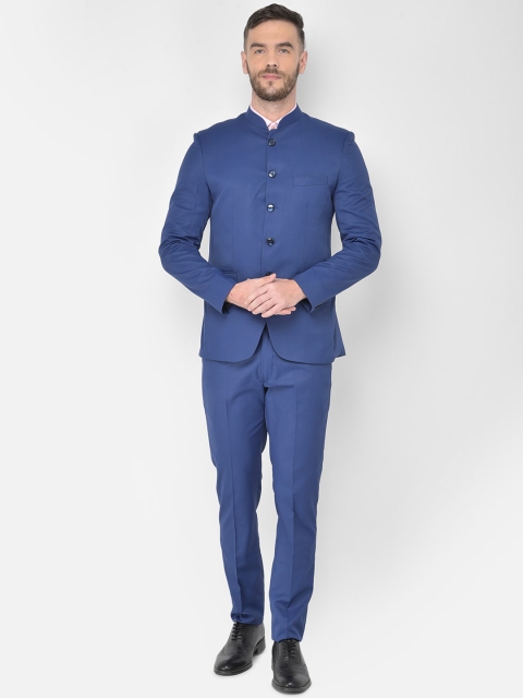 

SG RAJASAHAB Men Blue Solid Bandhgala 2-Piece Casual Suit