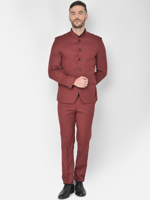 

SG RAJASAHAB Men Maroon Single Breasted 2-Piece Suit