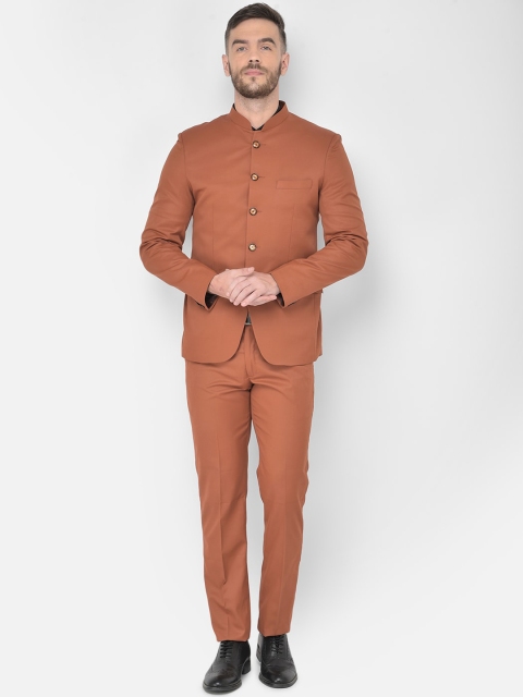 

SG RAJASAHAB Men Brown Solid Bandhgala 2-Piece Casual Suit