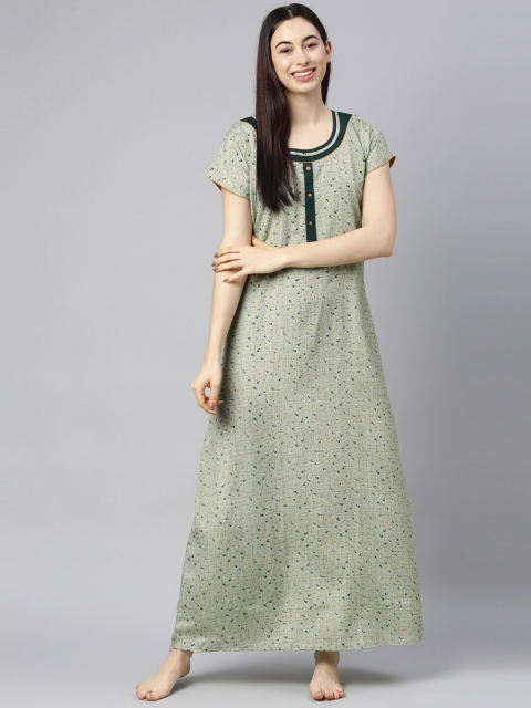 

GOLDSTROMS Green Printed Maxi Nightdress
