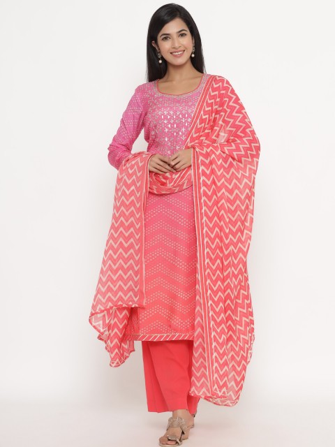 

Readiprint Fashions Pink & White Printed Unstitched Dress Material