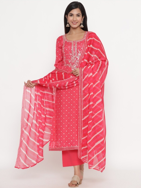 

Readiprint Fashions Pink & Gold Printed Unstitched Dress Material