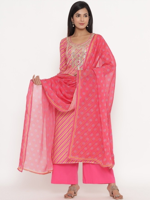

Readiprint Fashions Pink & Gold-Toned Printed Unstitched Dress Material