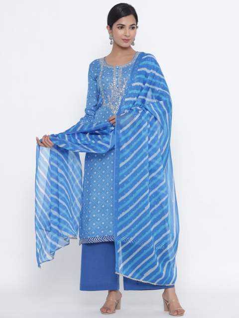 

Readiprint Fashions Blue & White Bandhej Printed Unstitched Dress Material
