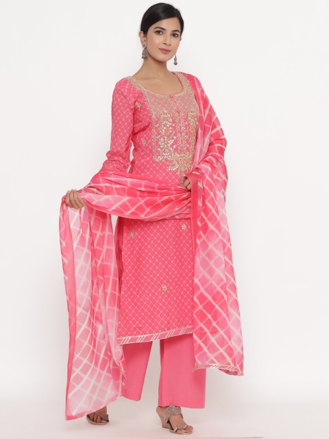 

Readiprint Fashions Pink & White Printed Unstitched Dress Material