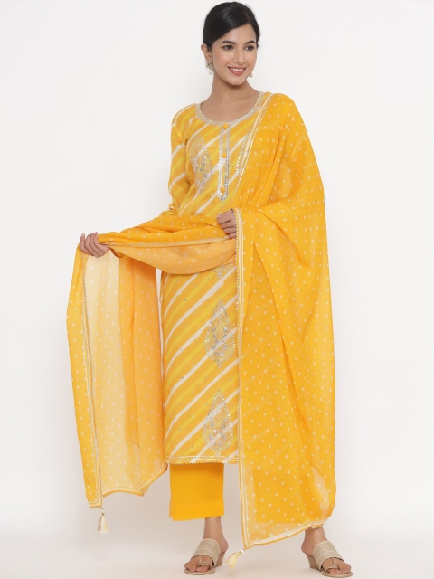 

Readiprint Fashions Yellow & White Printed Unstitched Dress Material